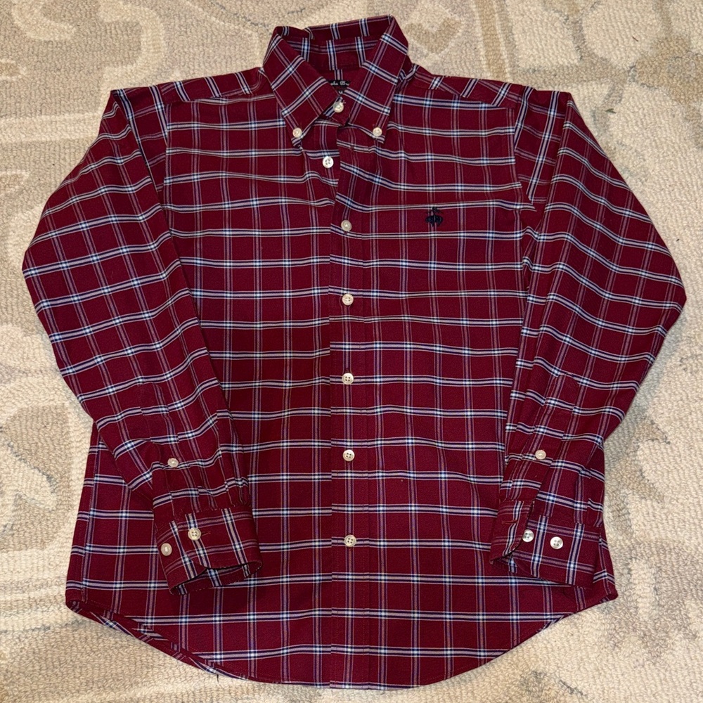 Boy’s Brooks Brothers Burgundy Plaid Shirt